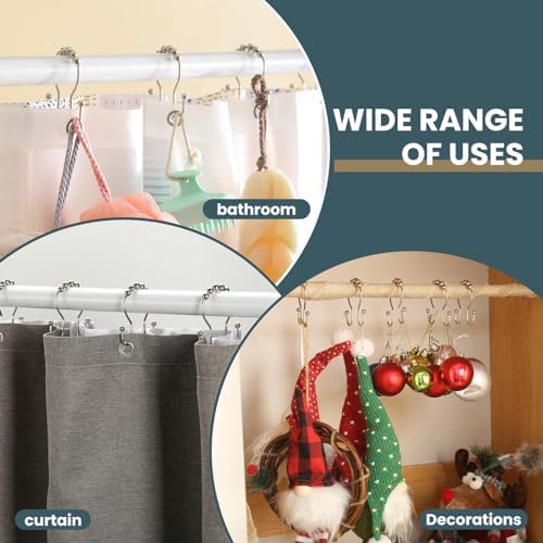 Shower Curtain Hooks, OEH Shower Curtain Rings, Metal Shower Curtain Rings Rust - Image 6