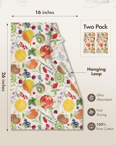 Miss Adola Flour Sack Kitchen Towels Set of 2, Fruit Symphony - Image 5