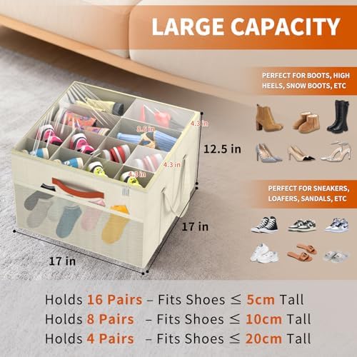Aokeyee 2 Pack Shoe Organizer for Closet, Stackable Shoe Storage Box - Image 2