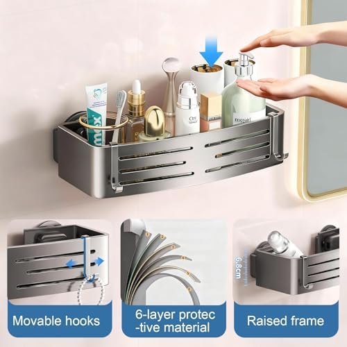 2Pcs Suction Cup Shower Caddy, Upgrade Extra-Strong Suction Shower Shelves - Image 4