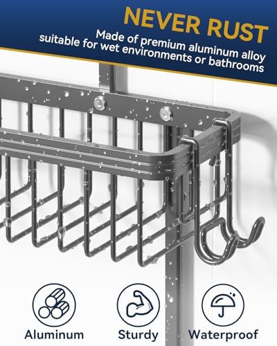 YASONIC Never Rust Shower Caddy Hanging, Aluminum Shower Racks - Image 4