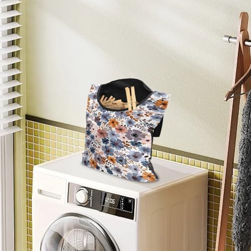 Blue Flowers Clothespin Organizer Bag Hanging Laundry Bag Portable Clothespin - Image 3