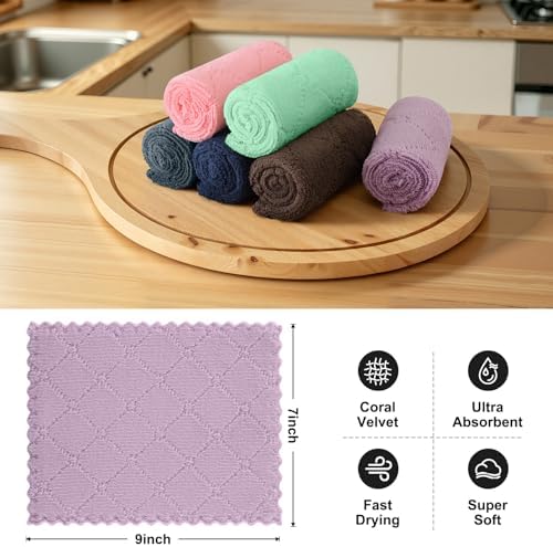 Homaxy Super Soft Absorbent 18 Pack Coral Velvet Dish Cloths - Image 2