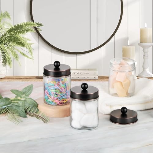 3 PC Apothecary Jar Canisters Bathroom Vanity Organizer - Image 5