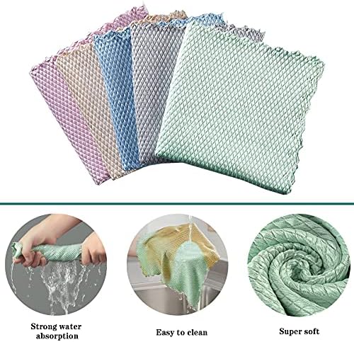 5Pcs Nanoscale Cleaning Cloth, Easy Clean Cloth, Fish Scale Microfiber - Image 2