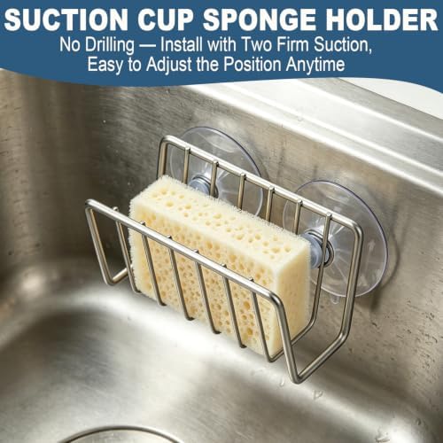 Sponge Holder for Kitchen Sink, Stainless Steel Sink Caddy - Image 3