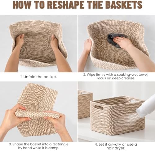 5 Pack Woven Storage Baskets, Decorative Storage Bins - Image 6