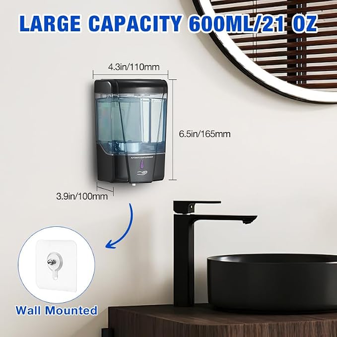2 Pack Automatic Soap Dispenser Touchless, 600 ml / 20 oz Commercial Hand Soap - Image 3