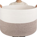 OIAHOMY 115L Extra Large Blanket Basket Living Room Laundry Basket Brown by MasterofSpaceOptimization