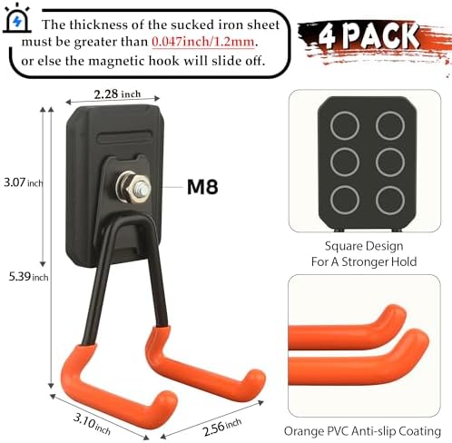 ULIBERMAGNET Heavy Duty Magnetic Hooks, 4 Pack Strong Extra Large Magnet Hook - Image 4