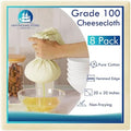 8 PCS Reusable Cheesecloth, Grade 100, 20x20 Inch Hemmed Cheese Cloth by NewEnglandStories