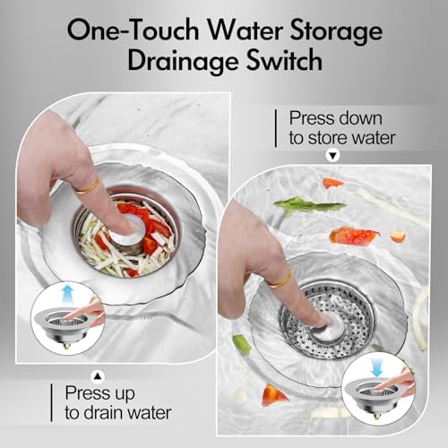3 in 1 Kitchen Sink Drain Strainer & Sink Stopper, 304 Stainless Steel Pop Up - Image 3