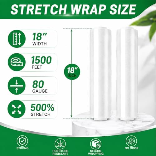 18 Inch Stretch Wrap Roll, Heavy Duty 18" 1500ft Shrink Film/Wrap, 4 Pack - Image 7