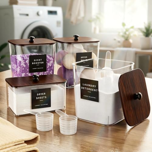 3+1 Pack Brown Laundry Pods Container, Large Detergent Powder Storage - Image 5