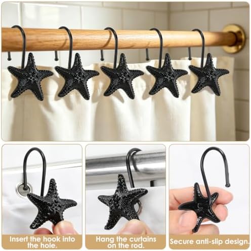 Metal Seashell Shower Curtain Hooks, Rust-Resistant Hooks - Image 4