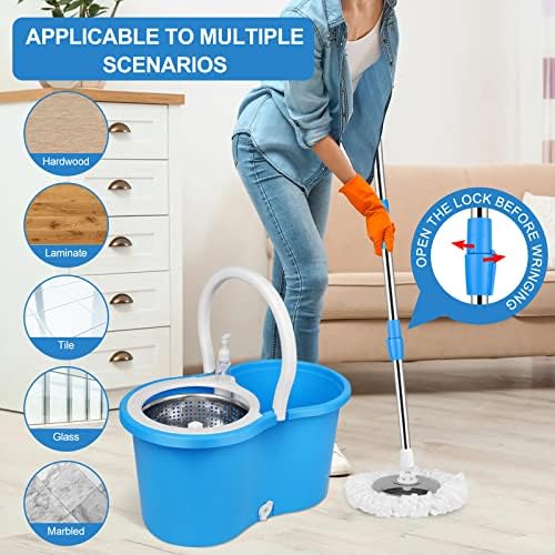 Mop and Bucket with Wringer Set, Separate Dirty Water with 3 Microfiber - Image 2