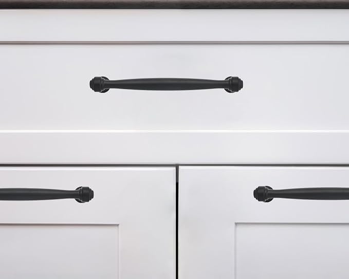 khtumeware 2 Pack 3-3/4 Inch(96mm) Black Cabinet Pulls Black Kitchen Matte Black Cabinet Handles Kitchen Cabinet Hardware for Cupboard Drawer Handles Dresser Pulls