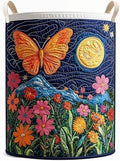 Quilted Laundry Basket with Handles, Boho Floral Quilted Storage Hamper by Unknown
