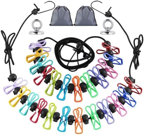 2 Pcs Camping Clothesline Portable 12 Clothespins, Camping Accessories Travel by OTraki
