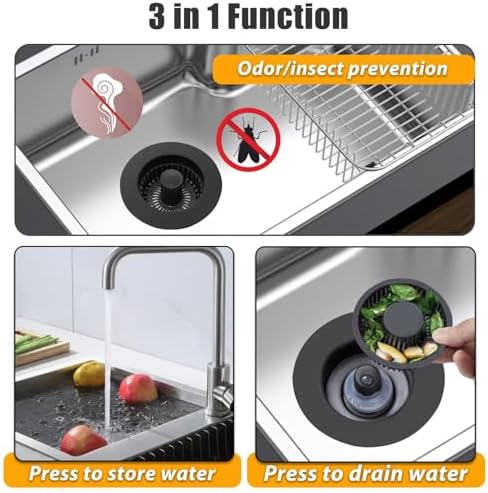Anlige Kitchen Sink Drain Strainer, 3 in 1 Pop Up Kitchen Sink Stopper - Image 3