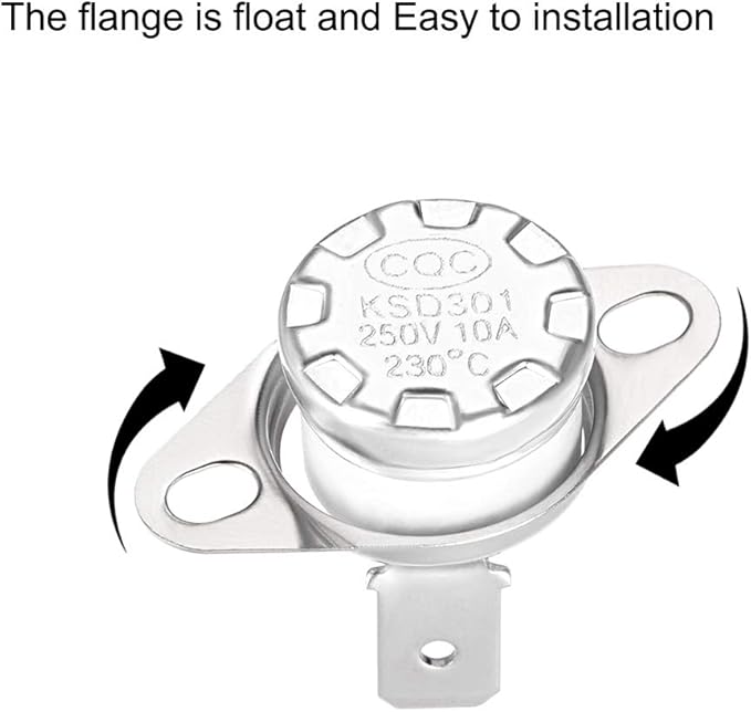 uxcell KSD301 Thermostat 230°C/446°F 10A Normally Closed N.C Adjust Snap Disc Temperature Switch for Microwaves,Oven,Coffee Maker 2pcs,Ceramic Material