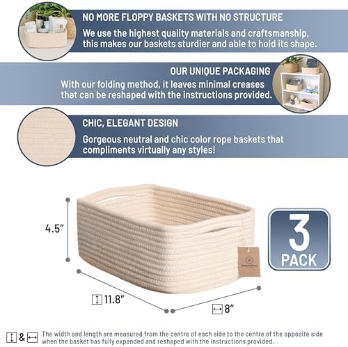 NaturalCozy 11.8"x8"x4.5” Storage Baskets - Image 2