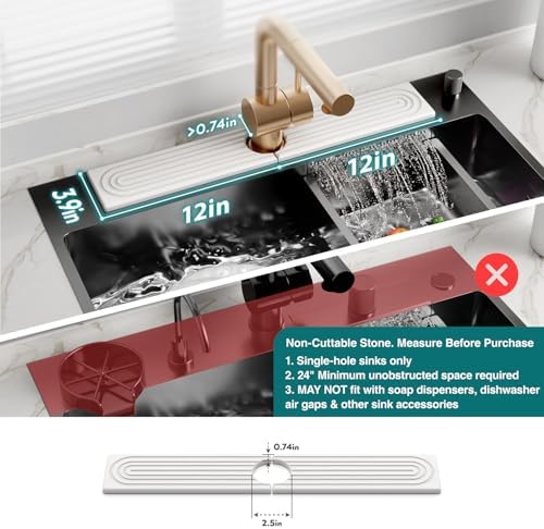 Eormoe Faucet Mat for Kitchen Sink – Diatomite Stone Drying Mat & Sink - Image 2