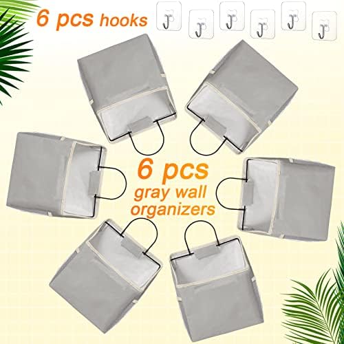 Chumia 6 Pack Wall Hanging Storage Basket Bathroom Closet Hanging Storage Bag - Image 2