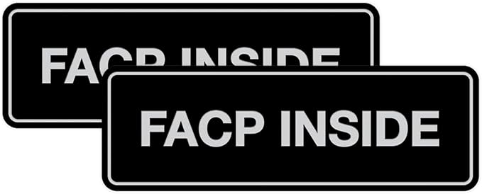 Signs ByLITA Standard FACP Inside Sign | Fire Safety Signage (Black/Silver) - Small 2 Pack