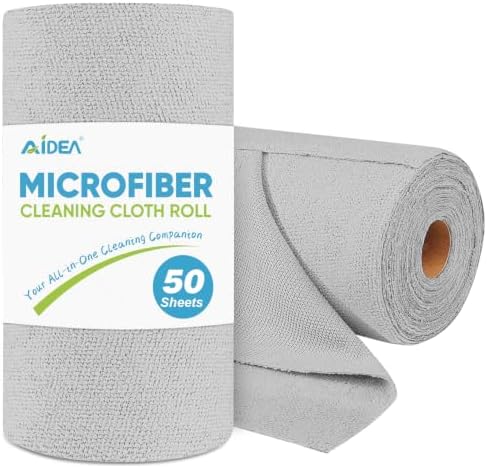 AIDEA Microfiber Cleaning Cloth Roll-50PK, Paper Towels Reusable 11.5×11.5" by AIDEAHOME
