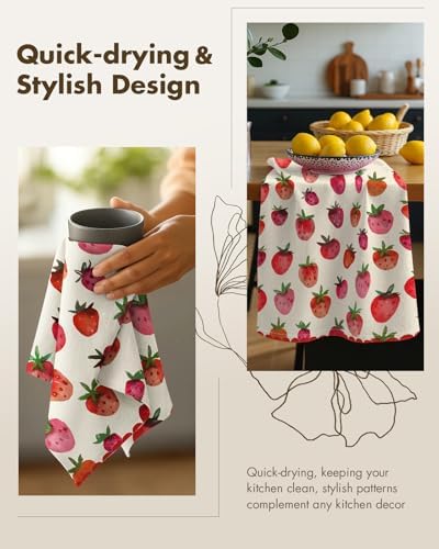 Miss Adola Flour Sack Kitchen Towels Set of 2, Strawberry - Image 4