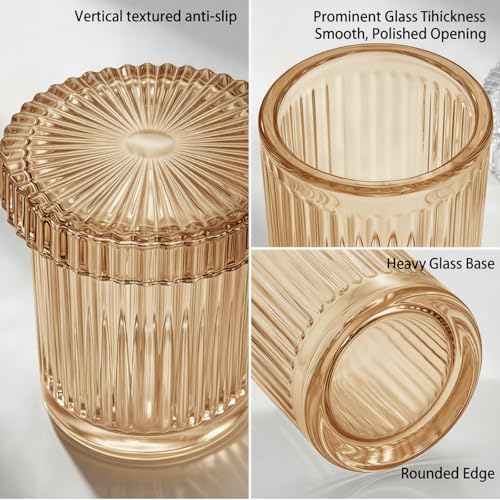 rejomiik 2 Pack Thick Glass Qtip Holder Apothecary Jars - Image 3