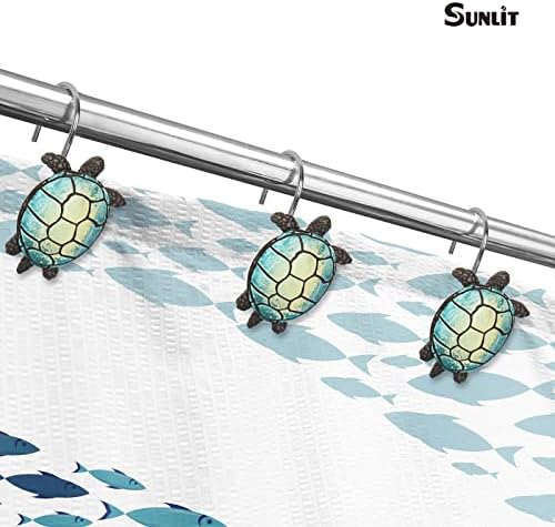 Sunlit Tilt Sea Turtle Shower Curtain Hooks, Home Decorative Shower Curtain - Image 4