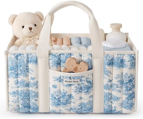 Blissful Diary Toile Diaper Caddy Organizer, Baby Diaper Basket by BlissfulDiary