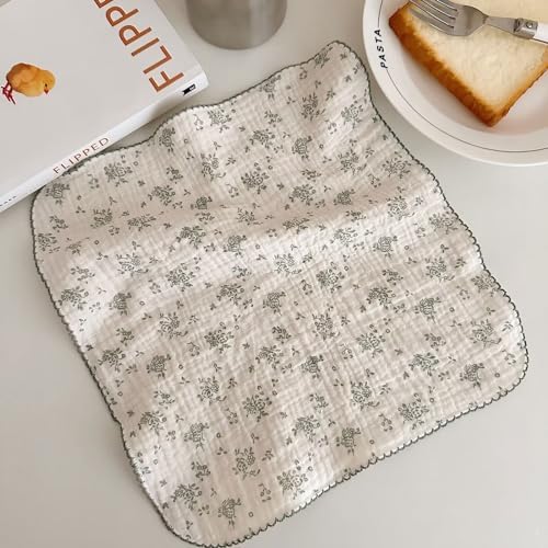 BuLuTu Vintage Floral Tea Towels Set of 4 Cotton Kitchen Dishcloths - Image 4
