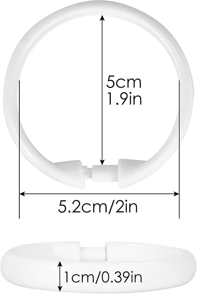 12 Packs Circular Shower Curtain Rings, Plastic Curtain O Rings Hooks - Image 4