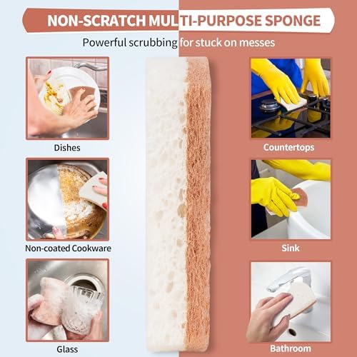 Natural Dish Sponge 24 Pack, Non-Scratch Scrub Sponge, Eco Multipurpose Kitchen - Image 4
