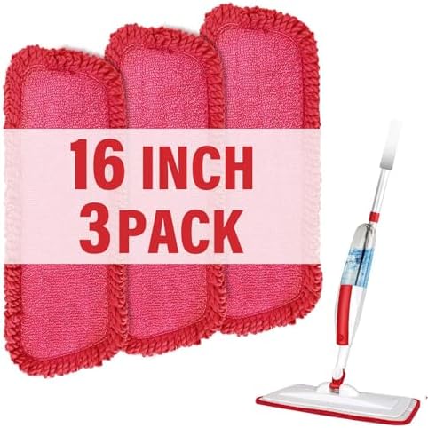 16.5" Microfiber Mop Pads Refills, 3 Pack Reusable Replacement Heads​​ by PANDAGRIP