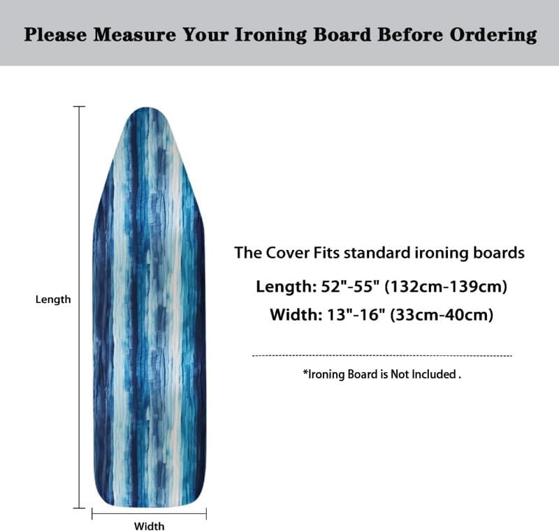 Blue White Gradient Ironing Board Cover Watercolor Striped 15x54 Inch Standard - Image 6