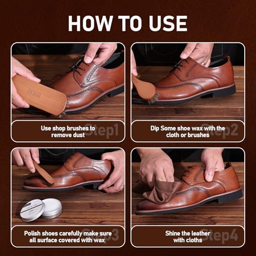 RAPSAKEMOH Shoe Polish Kit, Horsehair Brush Shoe Shine Kit - Image 6