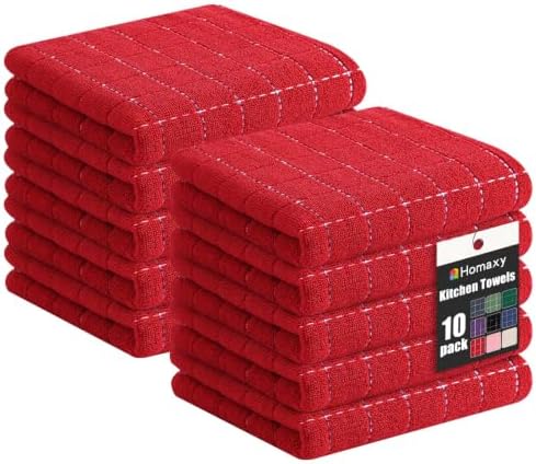 Homaxy 100% Cotton Terry Bulk Kitchen Towels, 10 Pack by Homaxy