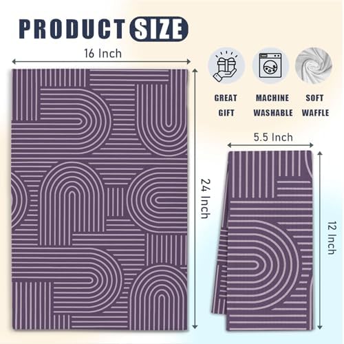 Abstract Boho Purple Kitchen Towels, Minimalist Contemporary Dish Tea Towels - Image 6