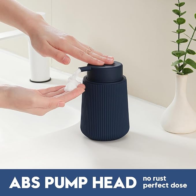YAUKPH Striped Foaming Hand Soap Dispenser Navy Blue | - Image 3