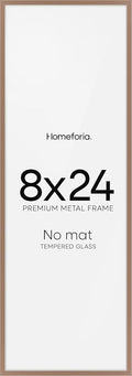 Homeforia 8x24 Panoramic Frame Mocha, High End Metal 8 x 24 Picture Frames without Mat, 24x8 Hanging Mocha Poster Frames for Wall, 8 by 24 inches Display Photo Frames, Tempered Glass, Wall Kit, Set of 1