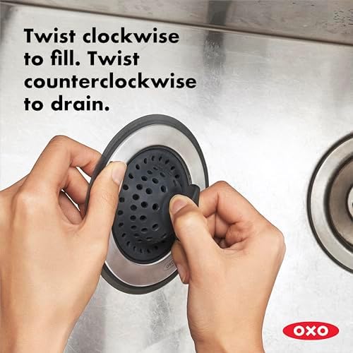 OXO Good Grips 2-in-1 Sink Strainer Stopper, Kitchen Sink Stopper - Image 2