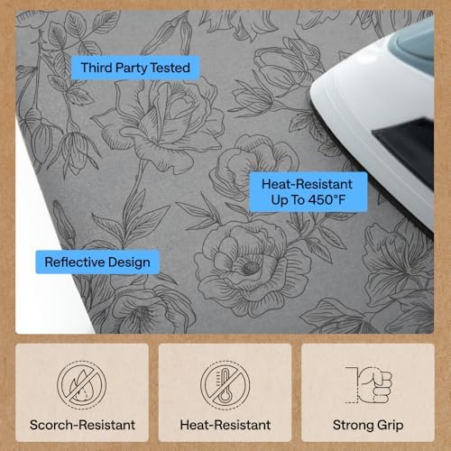 GORILLA GRIP Padded Ironing Board Cover, 15x54 Gray Floral - Image 5