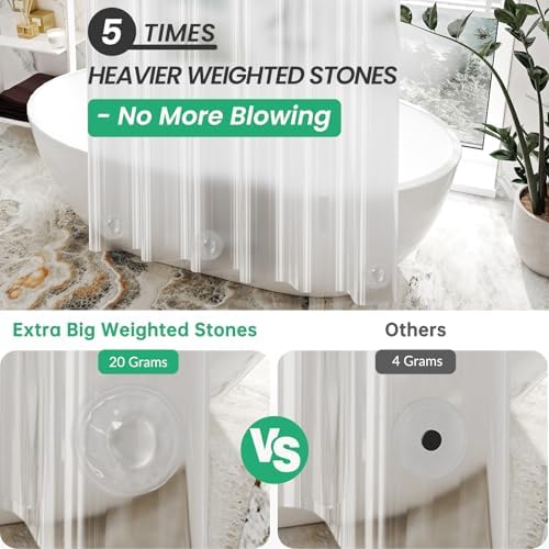 AmazerBath Extra Long Shower Curtains 96 Length, Tall Shower Curtain Liner - Image 2