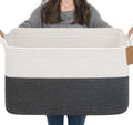 Goodpick 75L Extra Large Woven Rope Blanket Basket, Dark Gray by Goodpick