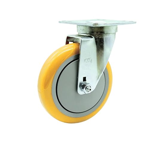 Service Caster Brand Replacement Caster for Uline Caster H-5540S-Swivel Top Plate Caster with 5 Inch Yellow Polyurethane Wheel-Light Duty Replacement Caster-Fit Cart, Dollies and Poly Box Truck H-3840