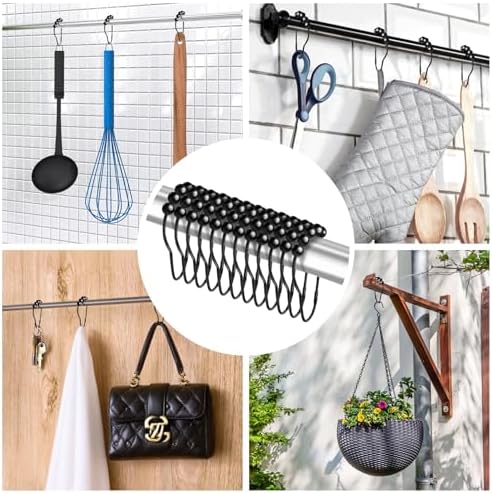 12 PCS Shower Curtain Hooks, Practical Black Shower Curtain Hooks - Image 7
